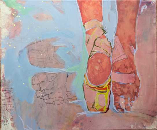 Heidi Falk-Koller, „Determination – Bestimmung“, Acryl-Leinen, 50 x 60 cm, 2025 