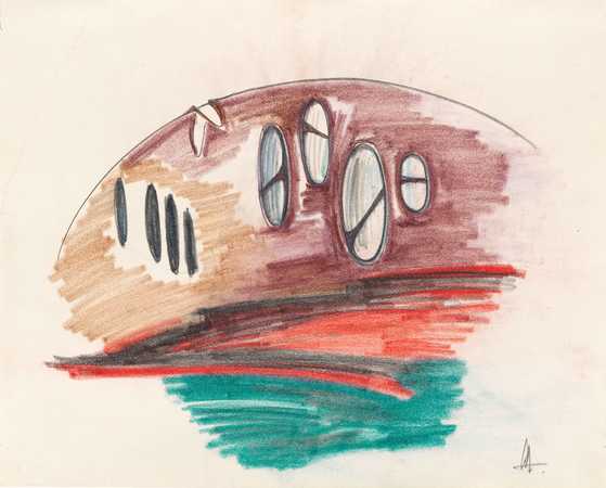 Friedrich Kiesler, Studie zu den Fenstern des Endless House, New York 1959/60, Buntstift und Pastellkreide auf Papier © 2025 Österreichische Friedrich und Lillian Kiesler Privatstiftung, Wien