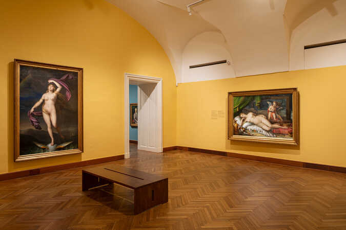 Ausstellungsansicht „Im Blick: Johann Baptist Lampi der Ältere und der Jüngere. Übermalt und freigelegt“, Oberes Belvedere, Foto: Johannes Stoll / Belvedere, Wien